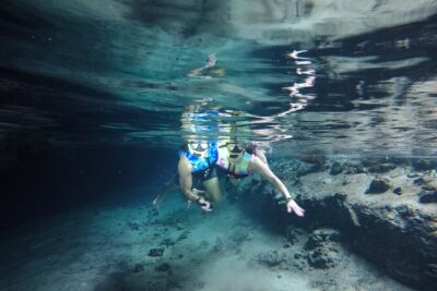 Cenotes Sacactum, Private tour. - Xunaan-Ha: Sunlit calm after the cave swim