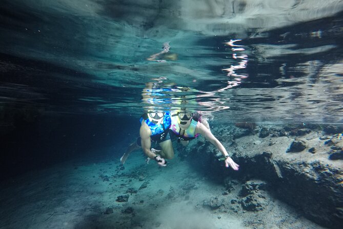 Cenotes Sacactum, Private tour. - Xunaan-Ha: Sunlit calm after the cave swim