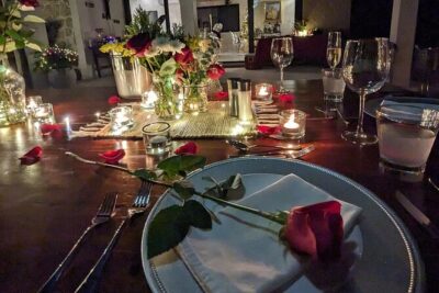 Steak or Lobster dinner in a magical jungle setting. - The three-course menu: soup or salad, then triple C Filet or lobster tail