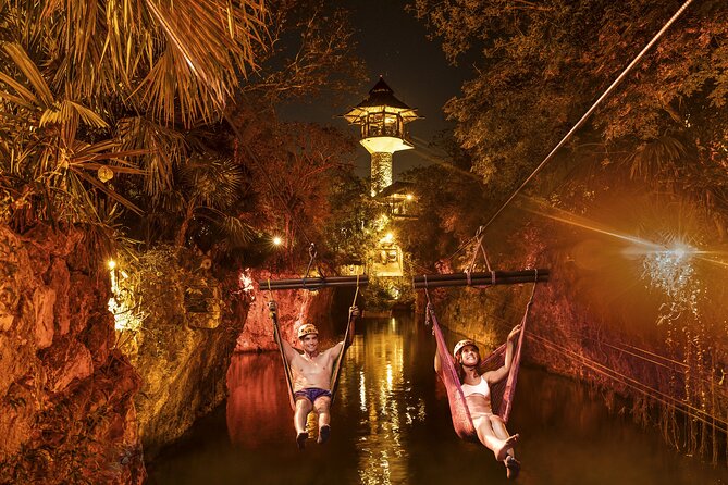 Xplor Fuego Admission <em>Official Product</em> – Hammock Splash and the cenote drop moment’ /><br />
There’s also the <strong>Hammock Splash</strong>, which is a customized zipline experience where you drop from a <strong>hammock into cool waters of a cenote</strong>. It’s a straightforward concept, but it delivers because it’s different from the treetop zip line: the landing is immediate and the water impact is part of the thrill.</p>
<p><p>If you’re doing everything start to finish, this is the kind of attraction that can become either your favorite moment or your “okay, I’m committed now” moment. Either way, it fits the park’s nighttime theme nicely.</p>
</p>
<h2 id="buffet-dinner-and-drinks-included-big-and-practical">Buffet dinner and drinks: included, big, and practical</h2>
<p><img width="669" height="446" decoding="async" src=